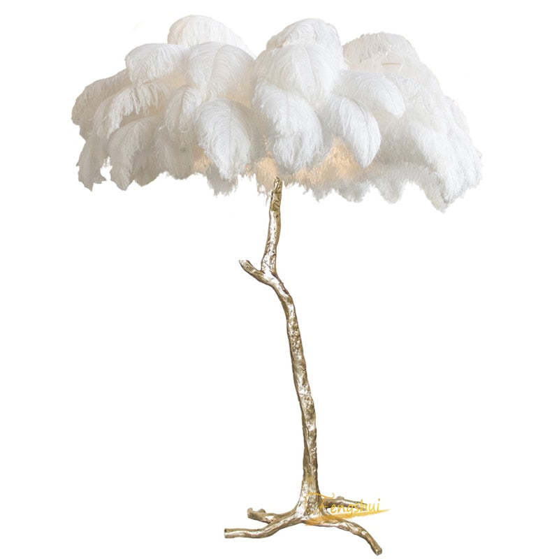 Scandinavian Luxury Unique Ostrich Feather Floor Lamp/Table Lamp