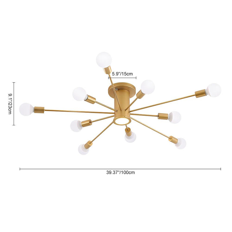 Mid Century Semi Flush Mount Sputnik Light