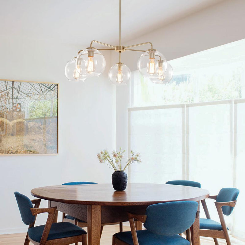 Modern 5-Light Hand Blown Glass Globe Chandelier