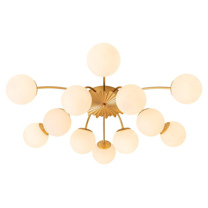 Contemporary 12-Light Opal Glass Globe Semi-Flush Mount