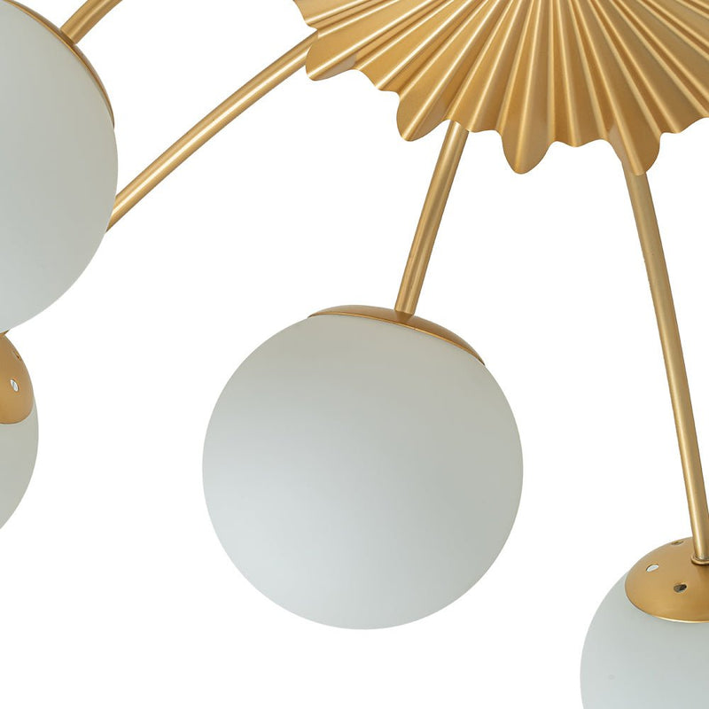 Contemporary 12-Light Opal Glass Globe Semi-Flush Mount