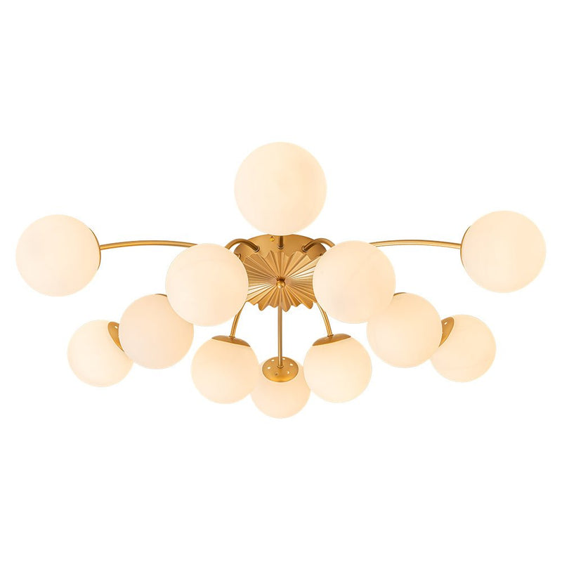 Contemporary 12-Light Opal Glass Globe Semi-Flush Mount