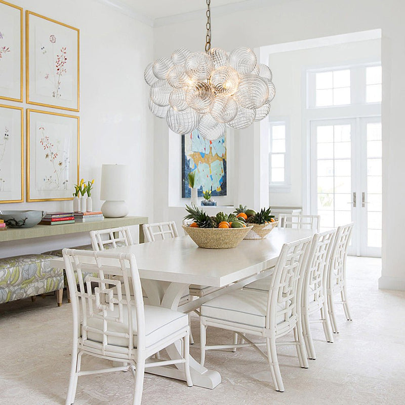 Contemporary Decorative Swirled Glass Cluster Bubble Chandelier