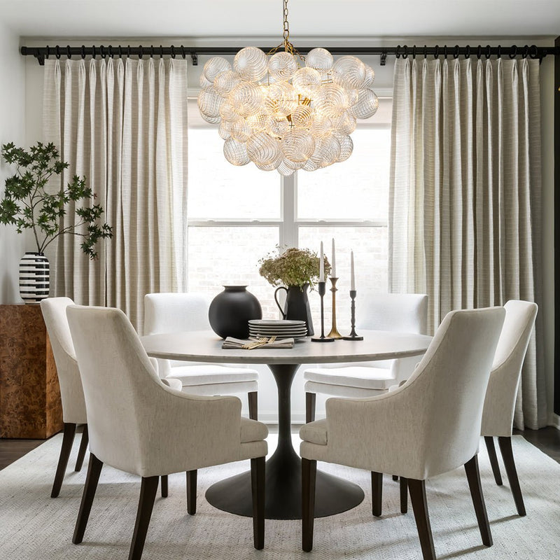 Contemporary Decorative Swirled Glass Cluster Bubble Chandelier