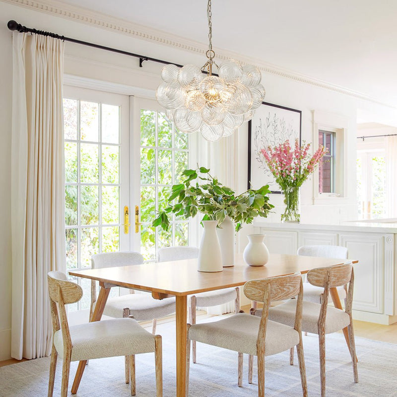 Contemporary Decorative Swirled Glass Cluster Bubble Chandelier