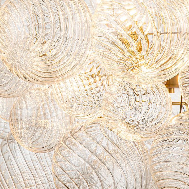 Contemporary Decorative Swirled Glass Cluster Bubble Chandelier
