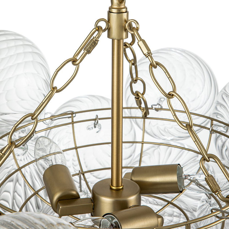 Contemporary Decorative Swirled Glass Cluster Bubble Chandelier