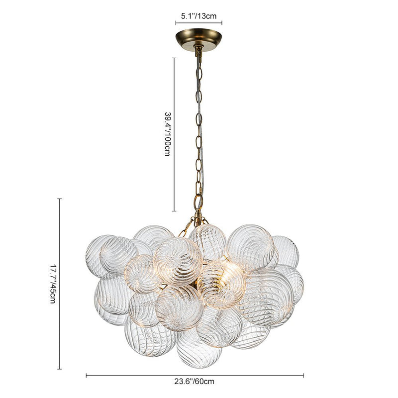 Contemporary Decorative Swirled Glass Cluster Bubble Chandelier