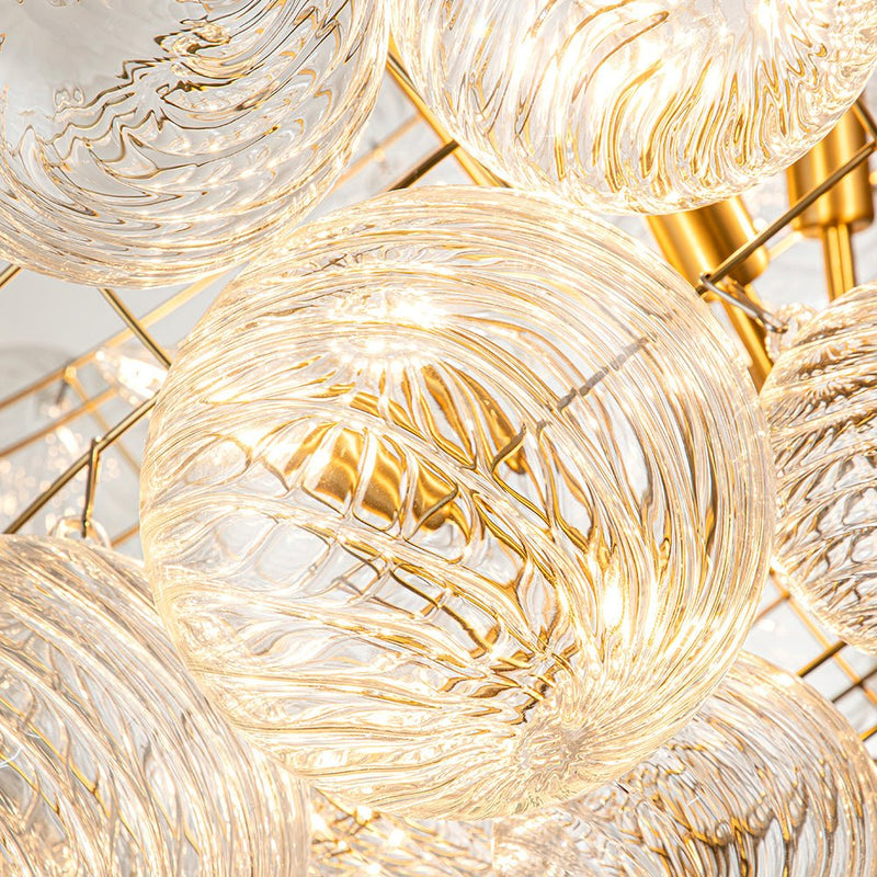 Contemporary Decorative Swirled Glass Cluster Bubble Chandelier