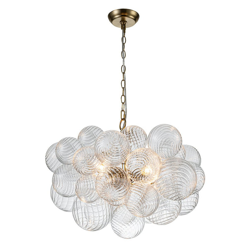 Contemporary Decorative Swirled Glass Cluster Bubble Chandelier