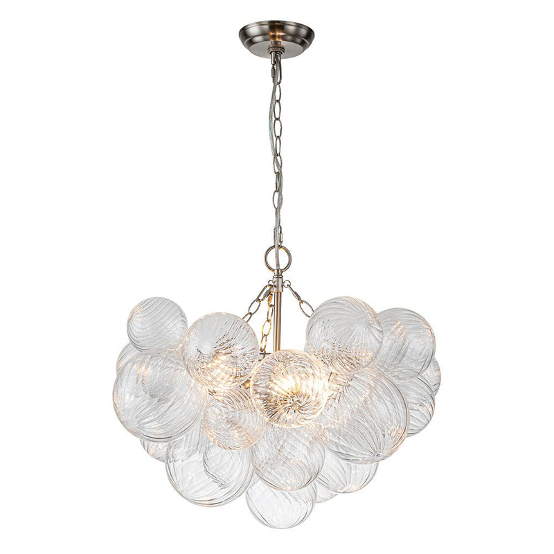 Contemporary Decorative Swirled Glass Cluster Bubble Chandelier