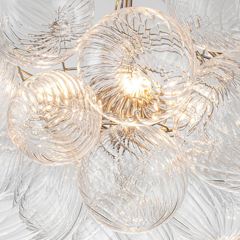 Contemporary Decorative Swirled Glass Cluster Bubble Chandelier