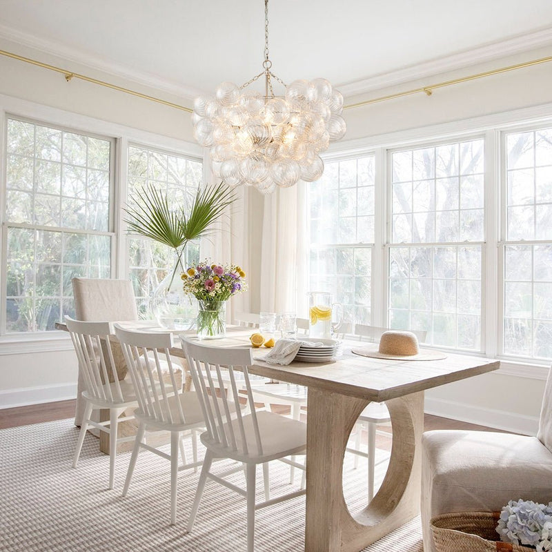 Contemporary Decorative Swirled Glass Cluster Bubble Chandelier