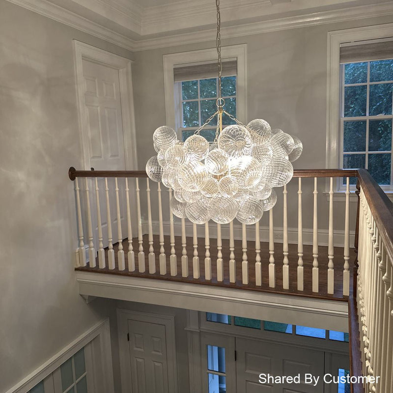 Contemporary Decorative Swirled Glass Cluster Bubble Chandelier