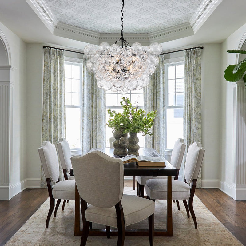 Contemporary Decorative Swirled Glass Cluster Bubble Chandelier