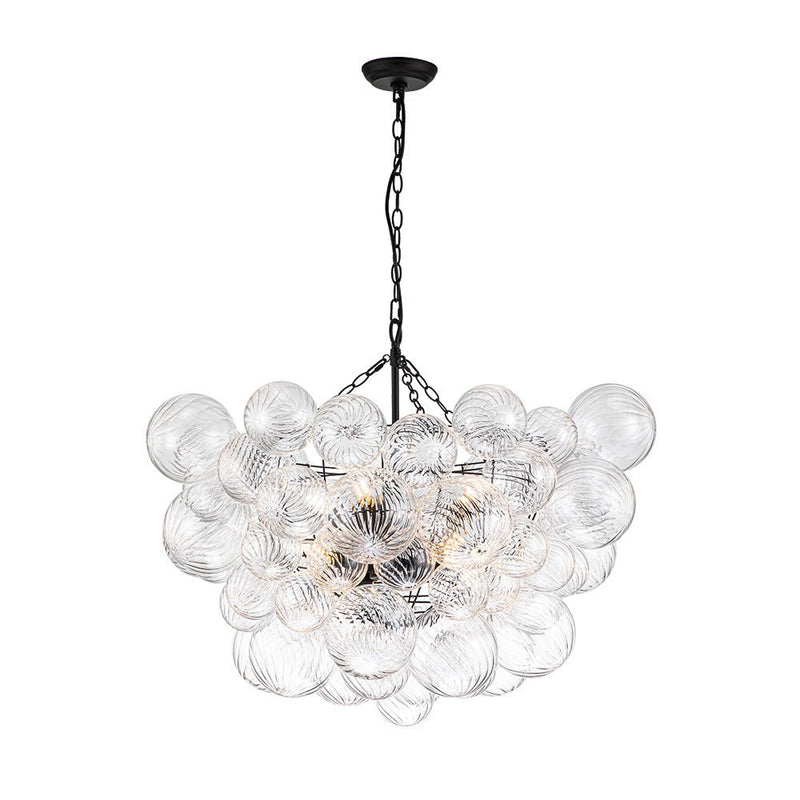Contemporary Decorative Swirled Glass Cluster Bubble Chandelier