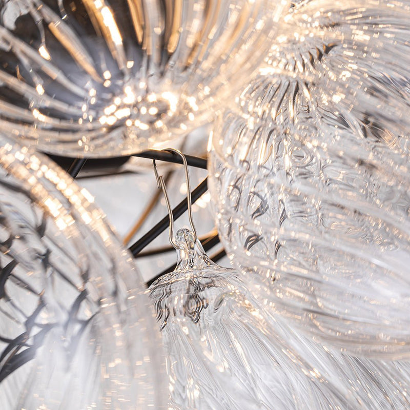 Contemporary Decorative Swirled Glass Cluster Bubble Chandelier