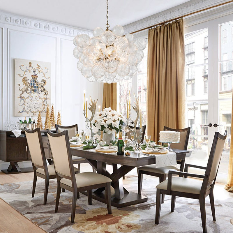 Contemporary Decorative Swirled Glass Cluster Bubble Chandelier