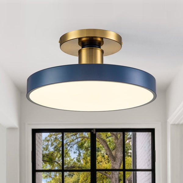 Contemporary Minimalist LED Drum Semi Flush Mount