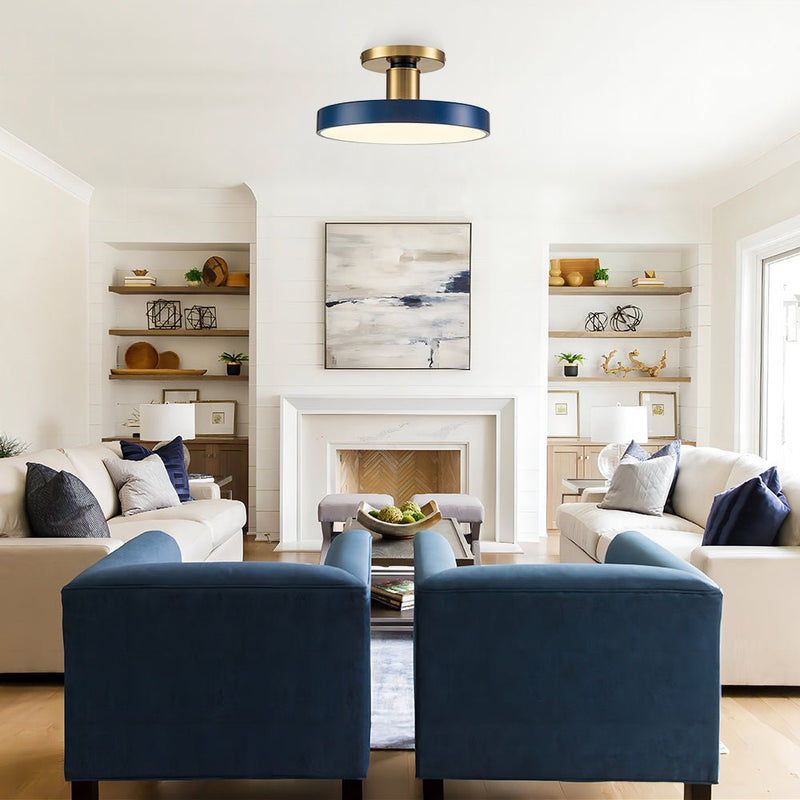 Contemporary Minimalist LED Drum Semi Flush Mount