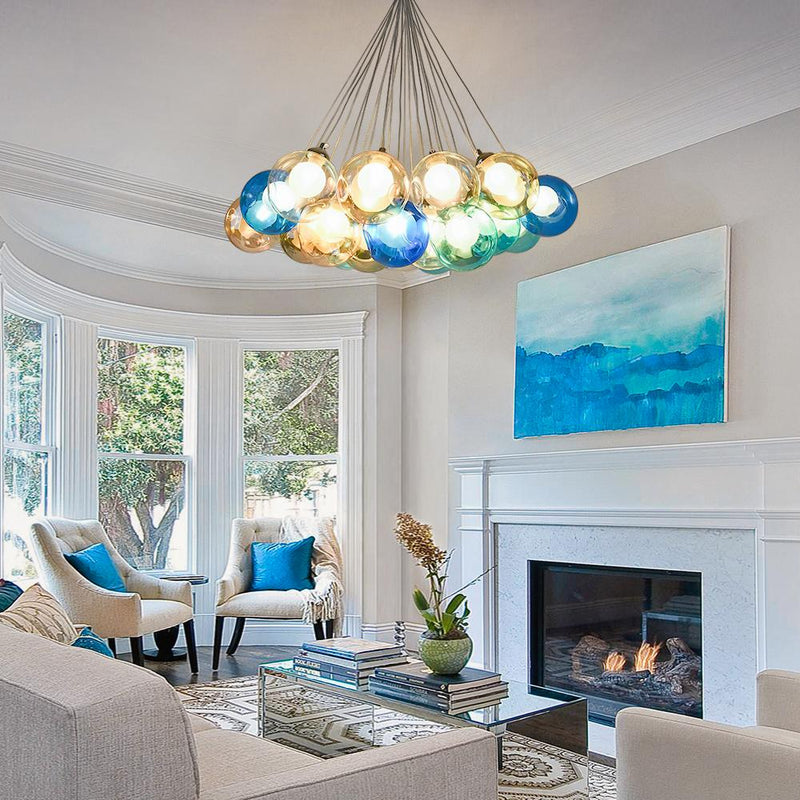 Contemporary Multi-Color Cluster Bubble Chandelier
