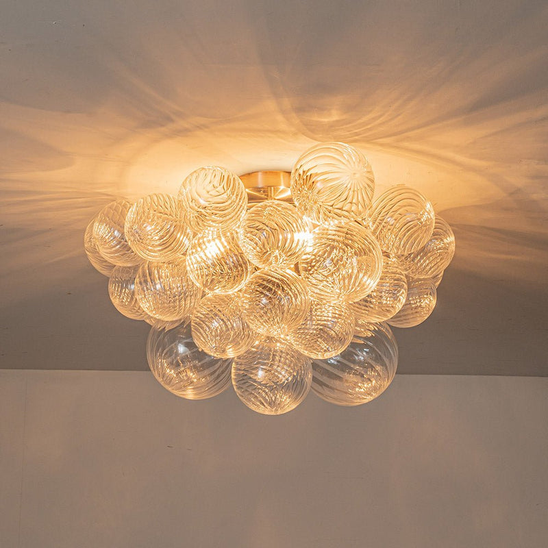 Contemporary Swirl Glass Cluster Bubble Semi-Flush Mount