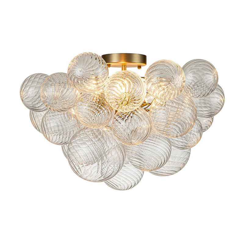 Contemporary Swirl Glass Cluster Bubble Semi-Flush Mount