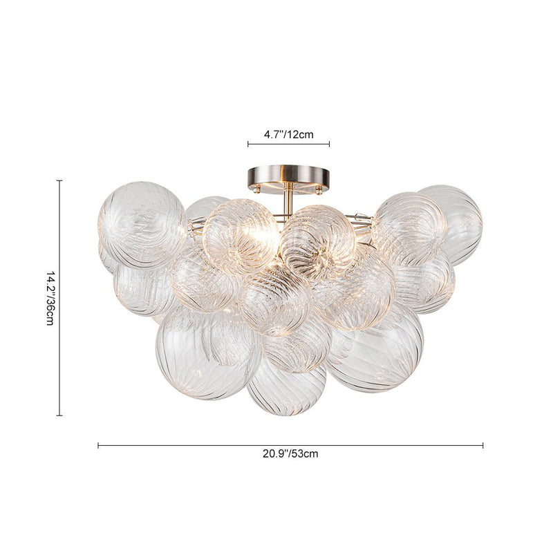 Contemporary Swirl Glass Cluster Bubble Semi-Flush Mount