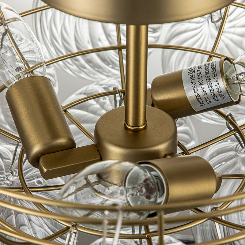 Contemporary Swirl Glass Cluster Bubble Semi-Flush Mount