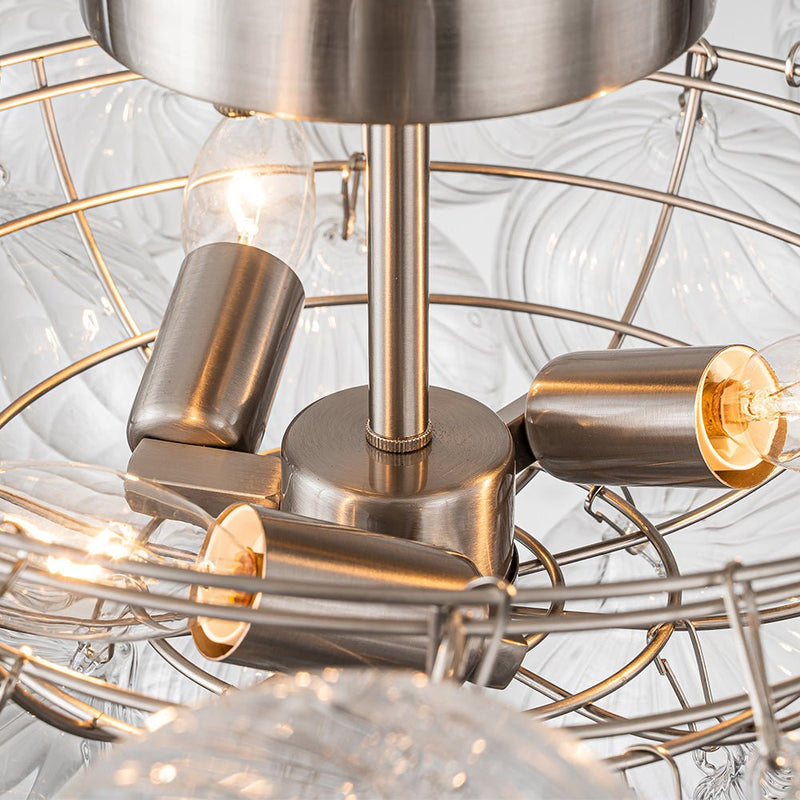 Contemporary Swirl Glass Cluster Bubble Semi-Flush Mount