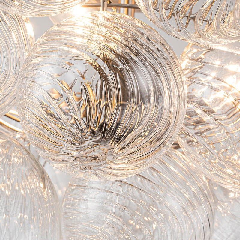 Contemporary Swirl Glass Cluster Bubble Semi-Flush Mount