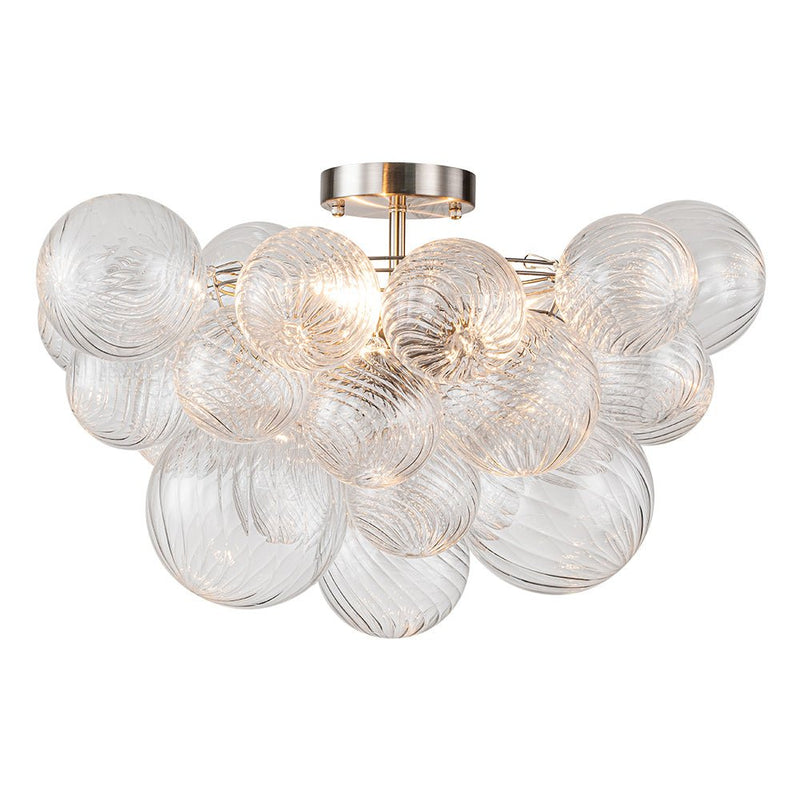 Contemporary Swirl Glass Cluster Bubble Semi-Flush Mount