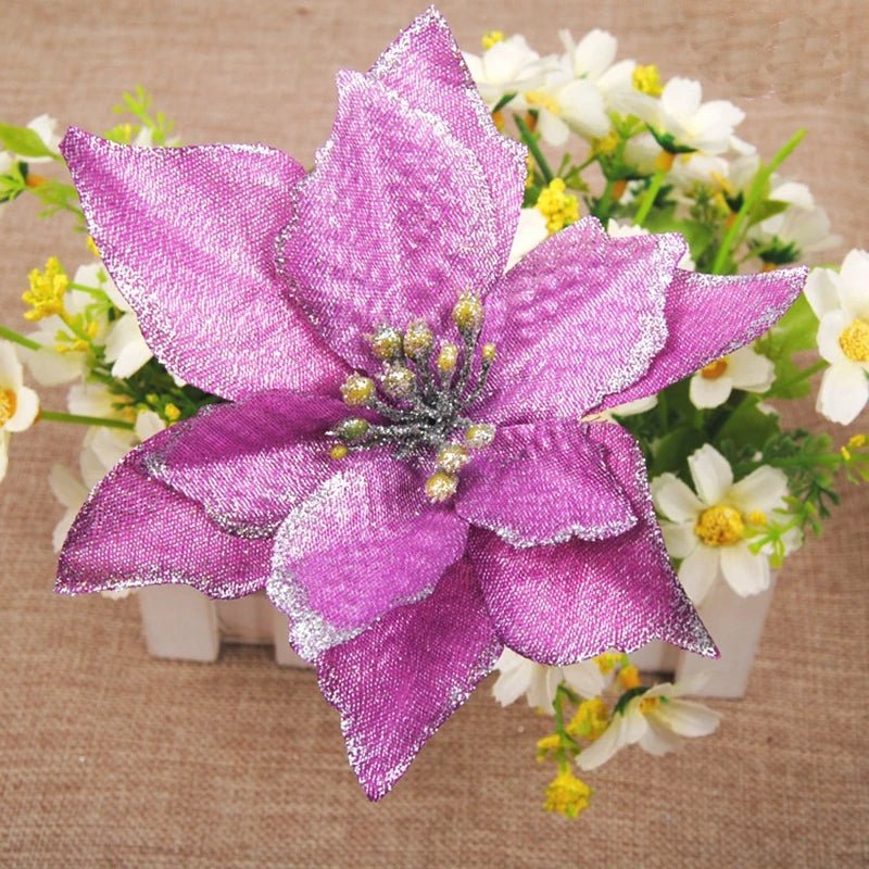 Beautiful Artificial Poinsettia Flower Ornaments for Christmas Tree