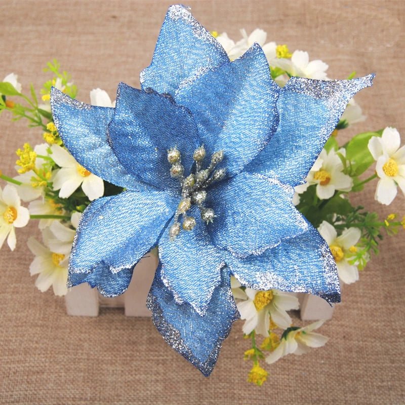 Beautiful Artificial Poinsettia Flower Ornaments for Christmas Tree