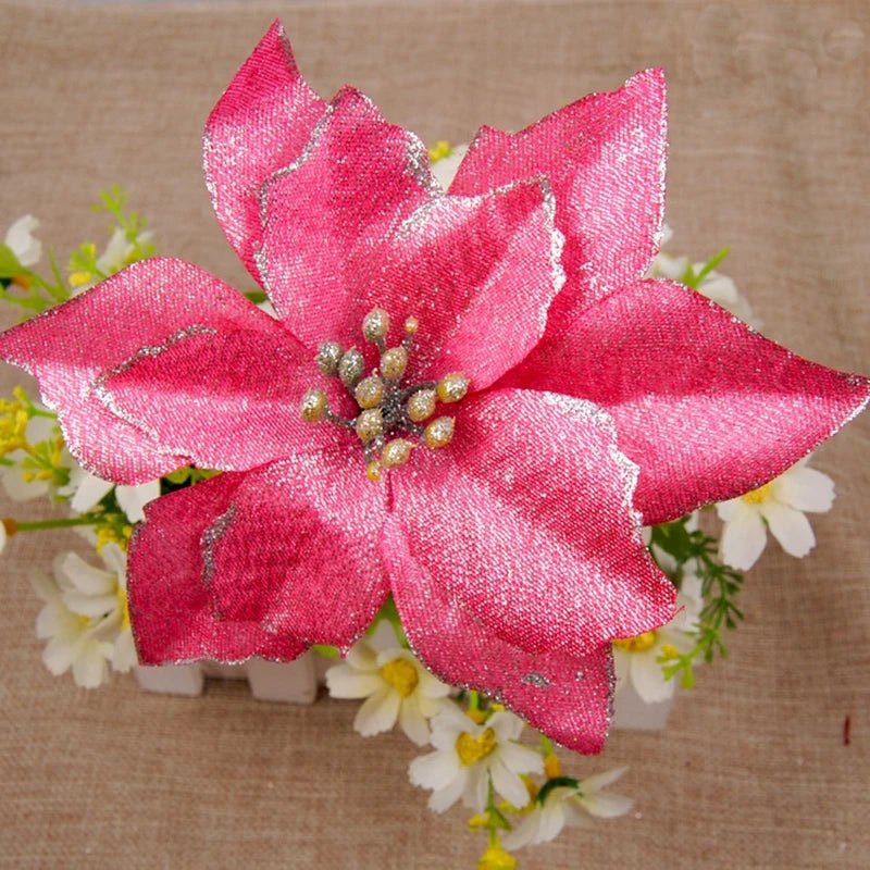 Beautiful Artificial Poinsettia Flower Ornaments for Christmas Tree