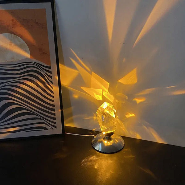 Crystal Stone Lamp with 16 RGB Colors – Stylish Diamond Table Light