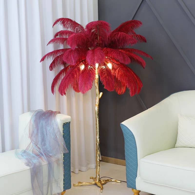 Scandinavian Luxury Unique Ostrich Feather Floor Lamp/Table Lamp