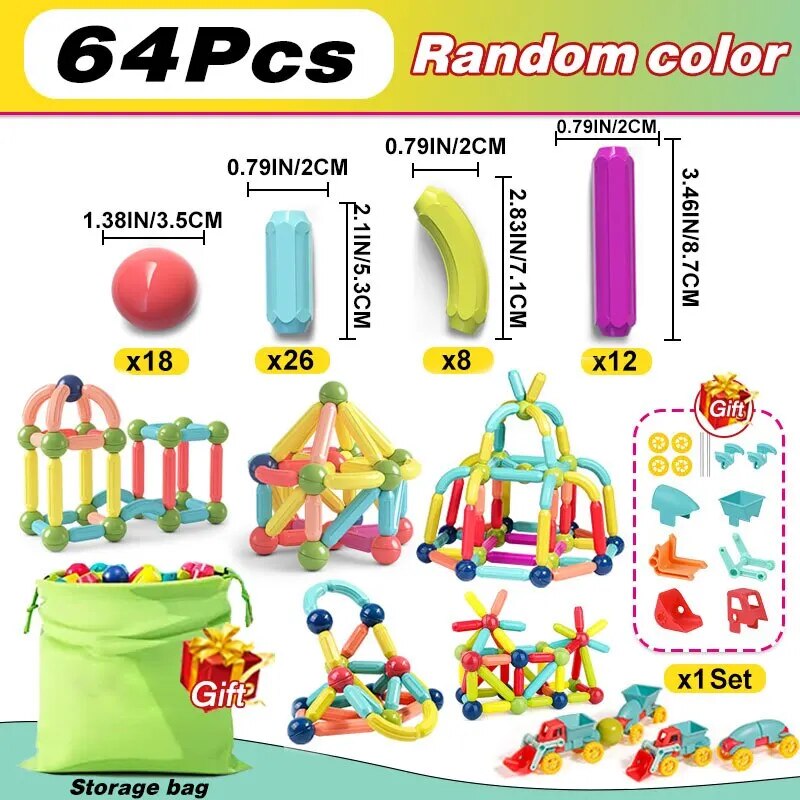Kids Magnetic Balls & Rods Educational Magnet Building Blocks