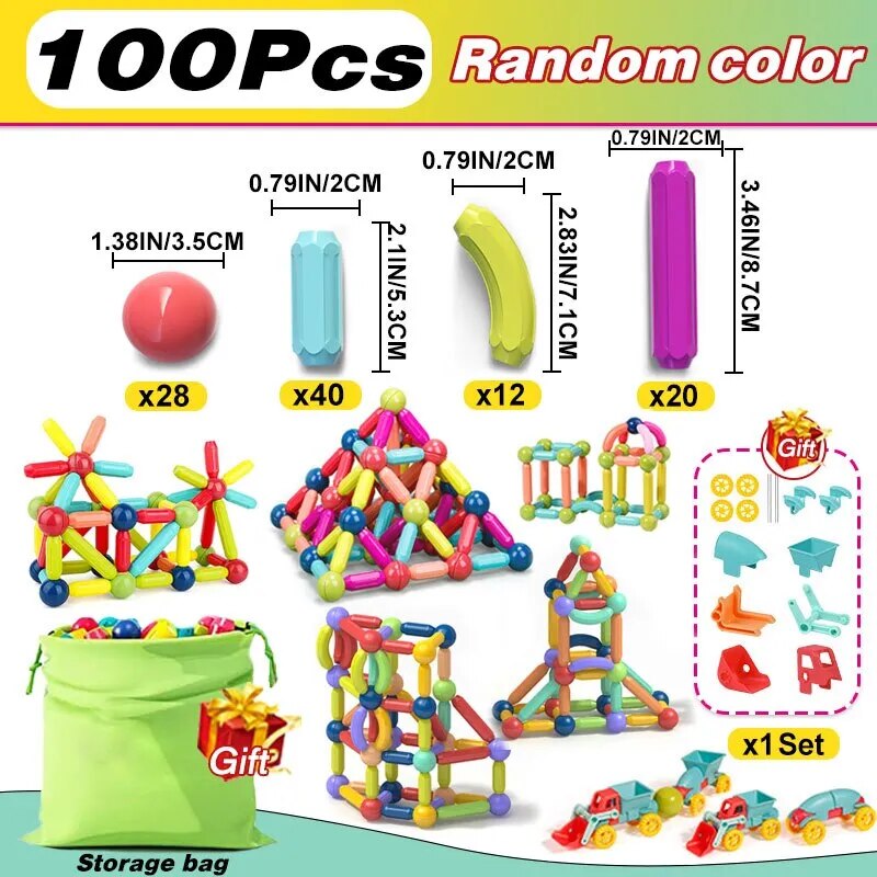Kids Magnetic Balls & Rods Educational Magnet Building Blocks