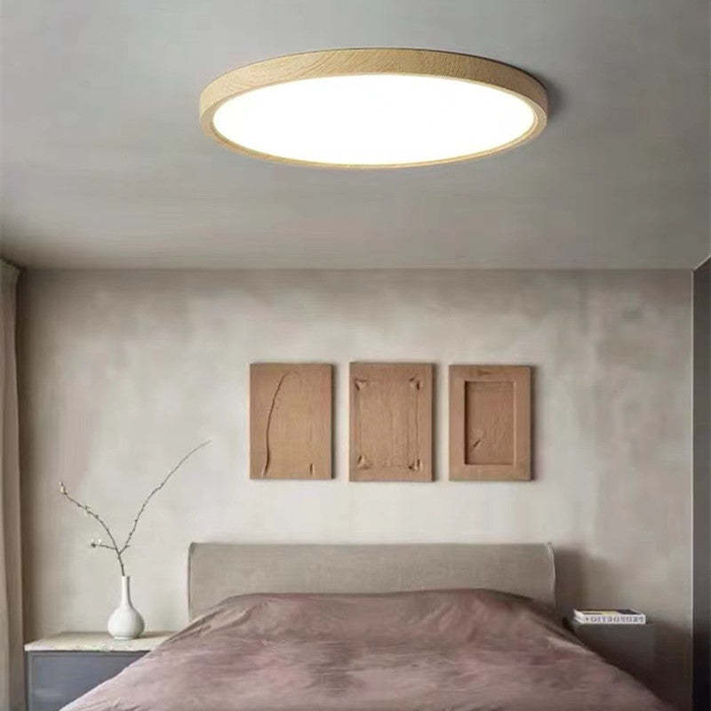 Modern Wood Round Flush Mount Ceiling Lights Living Room