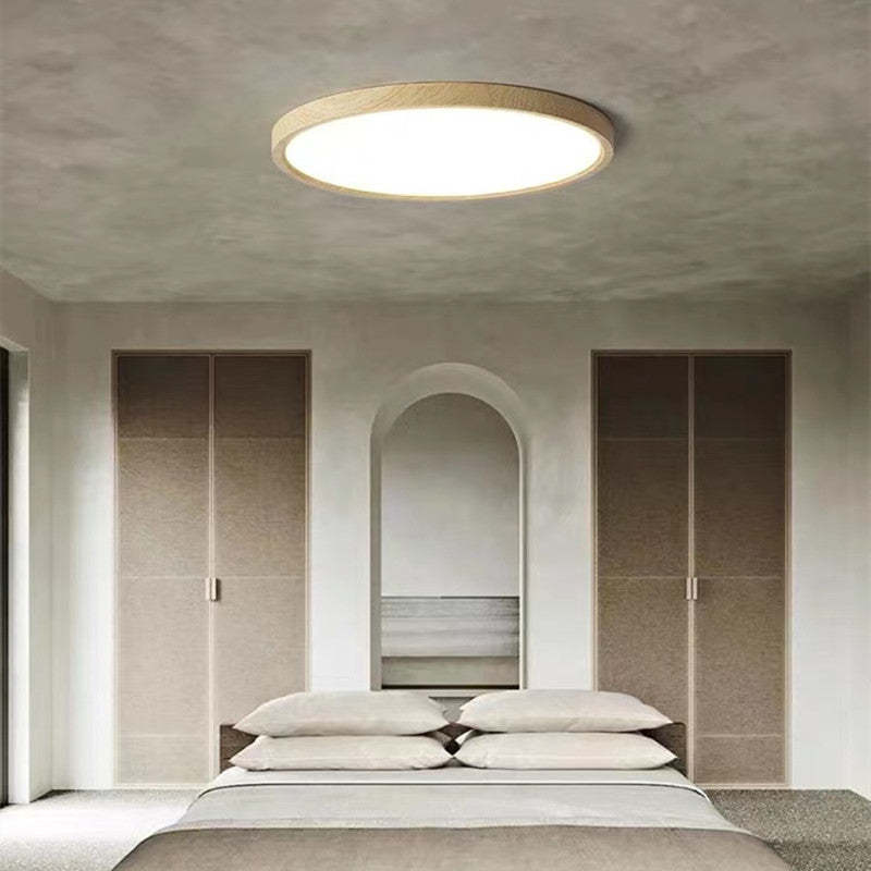 Modern Wood Round Flush Mount Ceiling Lights Living Room