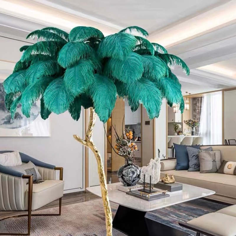 Scandinavian Luxury Unique Ostrich Feather Floor Lamp/Table Lamp