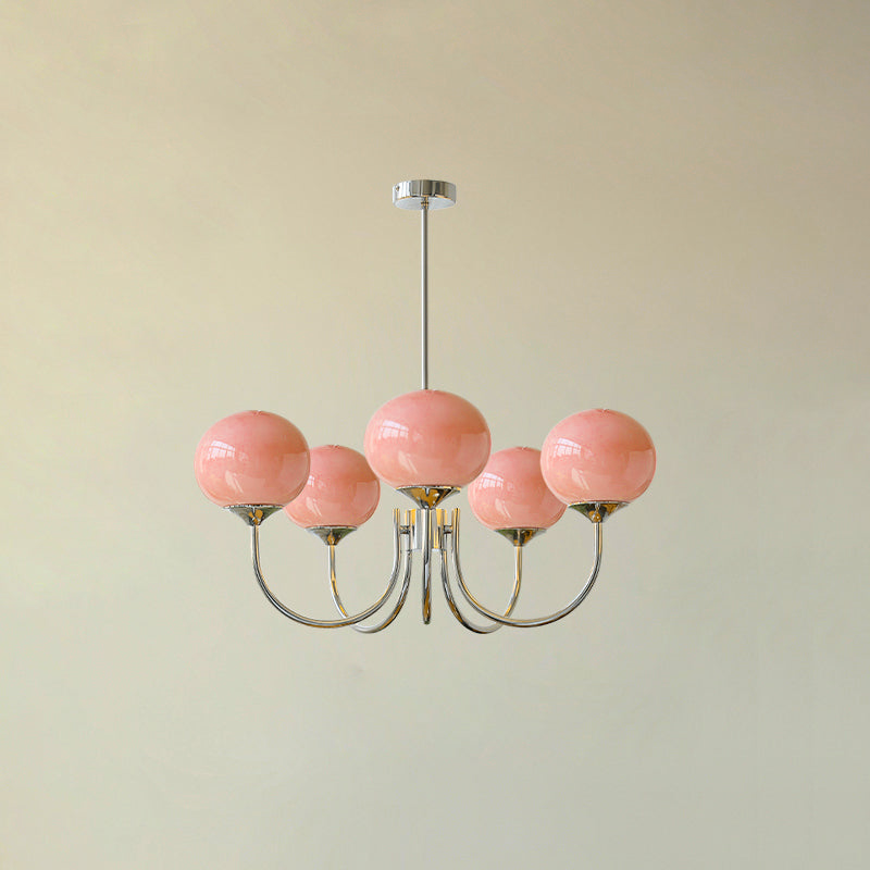 Bubble Pink Glass Marshmallow Chandelier