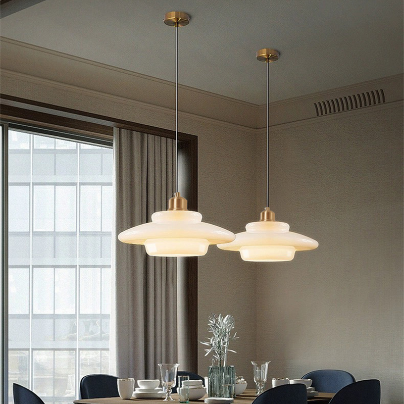 Mid Century Art Milk White Glass Pendant Light
