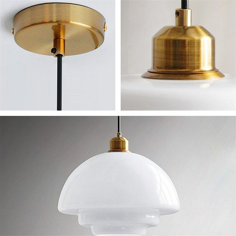 Mid Century Art Milk White Glass Pendant Light