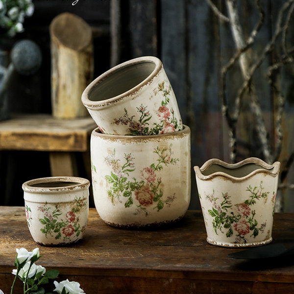 Vintage Floral Planter