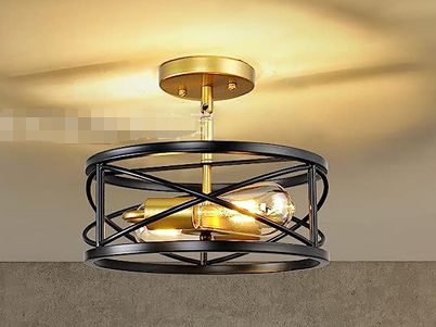 Modern Drum Glass Semi-Flush Mount Light