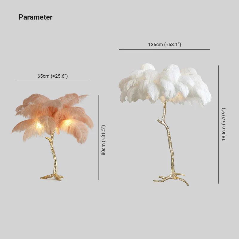 Scandinavian Luxury Unique Ostrich Feather Floor Lamp/Table Lamp