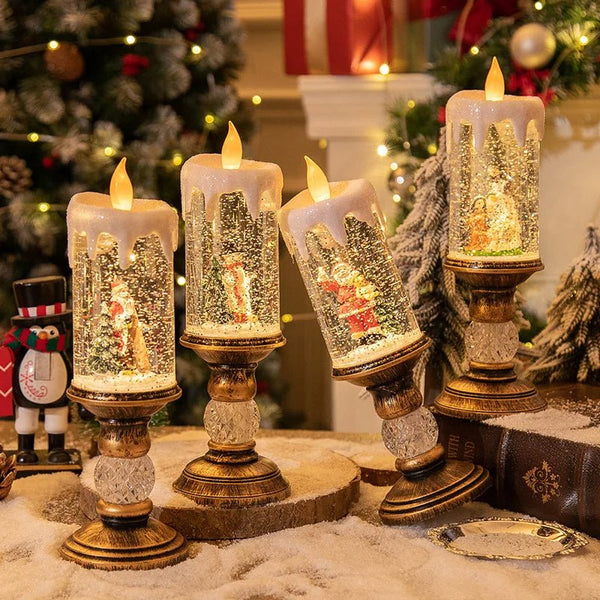 LED Christmas Candle Lights with Snowflake Music Box – Festive Holiday Décor