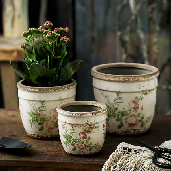 Vintage Floral Planter